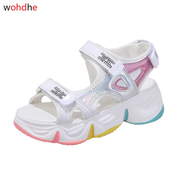 

wohdhe gladiator platform women's sandals summer beach shoes sandalias mujer chunky casual buckle thick sole beach shoes, Black