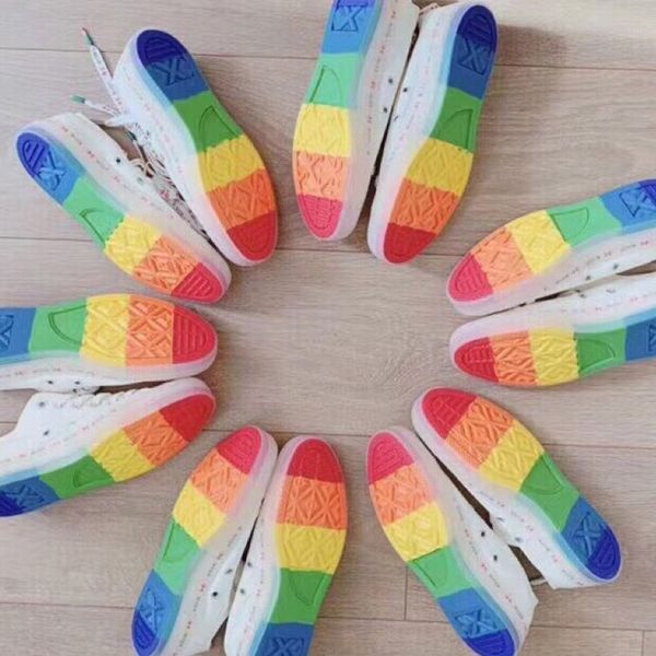 

shoes espadrilles designer casual shoes new fashion color jelly rainbow bottom luxury chaussures women flat shoes, Black