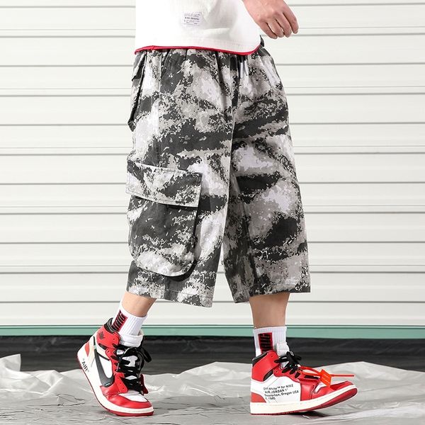

como pants streetwear harem pants 2020 men camouflage streetwear cropped mens fashion joggers trousers 5xl, Black