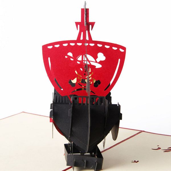 

3d up card pirate ship children's day birthday thank you christmas greeting d08d