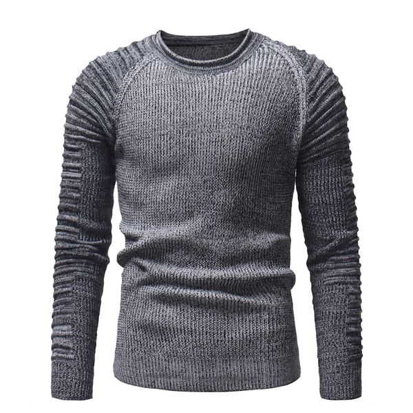 

2019 new men casual sweater pullover men's autumn round neck patchwork quality knit brand men's sweater size -3xl, White;black