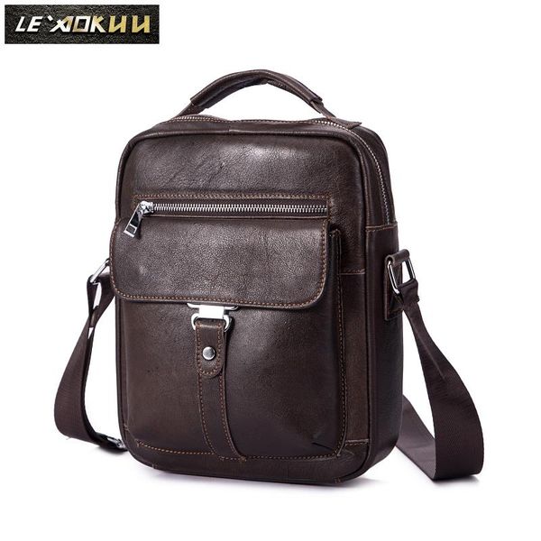 

genuine leather male coffee casual shoulder messenger bag cowhide fashion cross-body bag 10" tote mochila satchel 9008