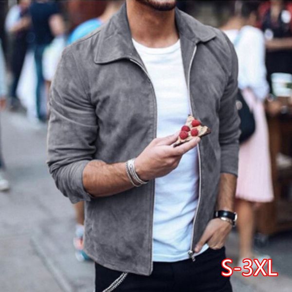 

fashion men's suede leather jacket slim biker motorcycle jacket coat outwear trendy streetwear 2020, Black;brown
