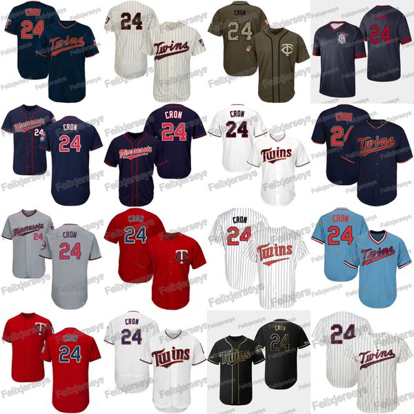 

24 C.J. Cron Minnesota Stitched Cron Twins Baseball Jerseys Fast Free Shipping Size S to 3XL