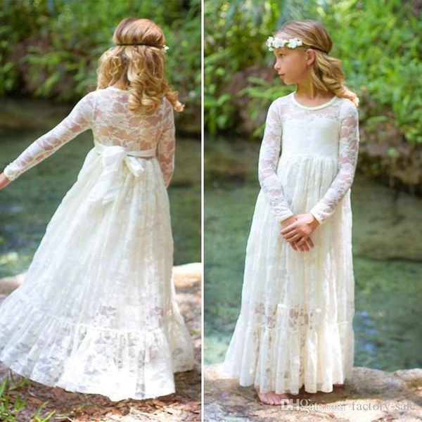 

слоновая кость линия кружева девушки цветка платья драгоценный камень шеи принцесса с длинными рукавами дети девушки формальные вечерние пла, White;blue