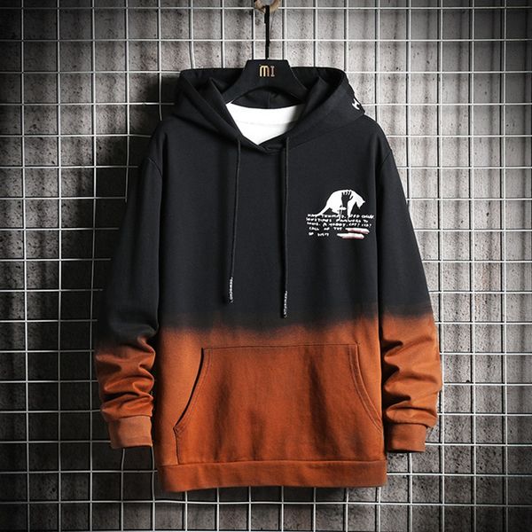 

2019 mens hoodies sweatshirt korean style autumn winter fashion cap gradual printing mens hoodies thickened men's hoodie 8.7, Black