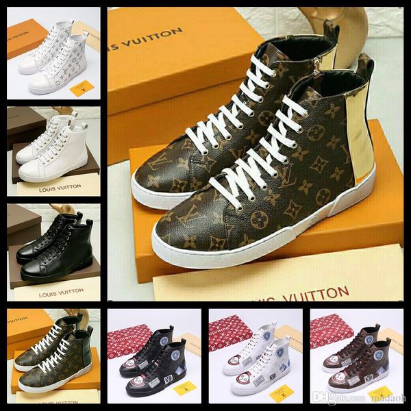 

21fw 2019 new spring men designers vulcanize shoe rubber mens casual shoes fashion sneakers teen high for shoes graffiti cartoon shoes, Black