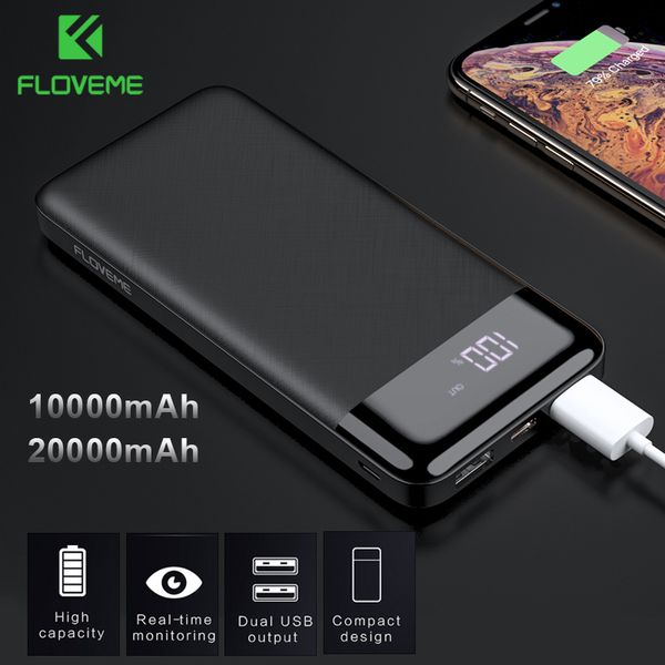 

floveme 20000mah power bank 10000mah portable external battery bank dual usb bank power fast charger for iphone xiaomi samsung