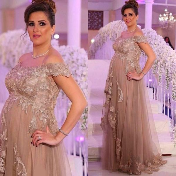 

modest design maternity off shoulder evening dresses elegant lace applique a line tulle prom dress floor length party gown, Black;red