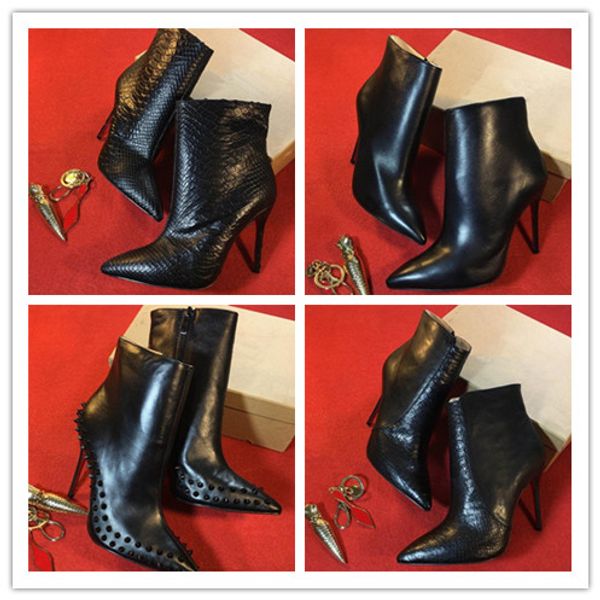 

Women designer Boot Red Bottom High Heels Rivets Studded Shoes Sexy Spikes Boots Women black high heels ankle boots 11cm Winter shoes w1