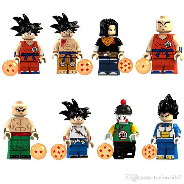 

japan anime cartoon dragon ball z super saiyanson goku krillin vegeta trunks ephesians android 18 13 mini action figure toy building blocks