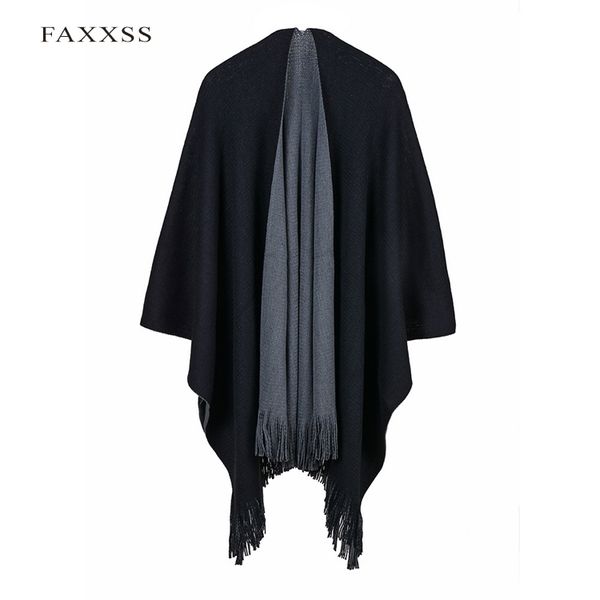 

fxaass new autumn/winter shawl fashion solid poncho women scarf stole luxury acrylic scarves warm double side wholesale