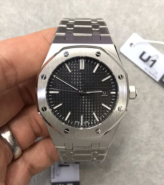 

royal oak 15400st u1 factory automatic movement 42mm sapphire black date royal oak men back cover transparent glass wristwatch ing, Slivery;brown