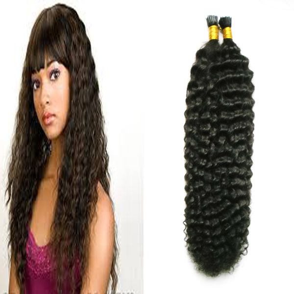 100s Pcs Brazilian Virgin Kinky Curly Hair Remy I Tip Keratin