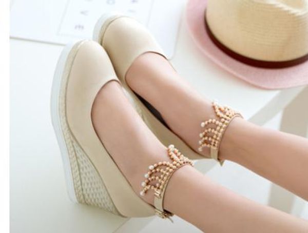 

2020 women's shoes in spring and autumn with new style slope heel round head waterproof table@9101, Black