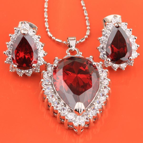 

cheerful jewelry set purple zircon 925 sterling silver earring pendant necklace s8416