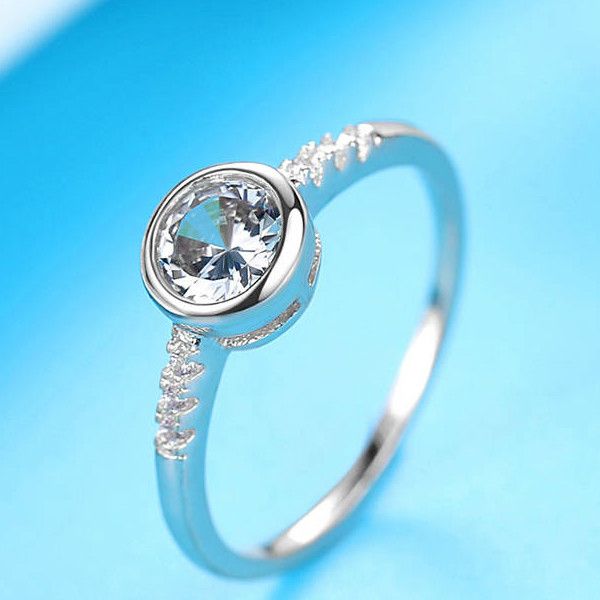 

wedding rings fashion ladies ring white gold mini zircon metal colorful decoration engagement jewelry cute goddess gift, Slivery;golden