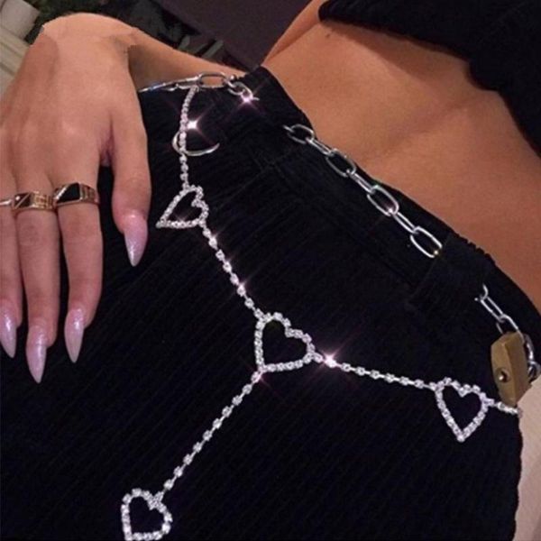 

2020 модного нового 90s vintage флэш дрели сердца талия цепь симпатичного bling bling ночного клуб дискотека пояс rhinestone сердце пояса, Black;brown