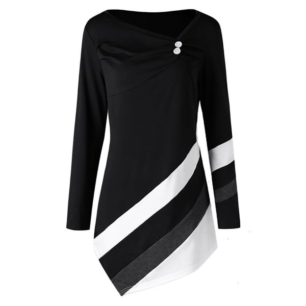 

size plus clothes women autumn winter striped shirts fashion casual asymmtrical tunic plus size blouse camisa feminina, White