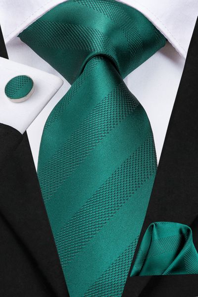 

hi-tie new classic necktie set green stripe 100% handmade silk ties for mens business suit luxury wedding n-3126, Black;blue