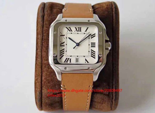 

2019 mens kor 40mm x 47.5mm watch platinum plated japanese miyota 9015 automatic movement white dial watches, Slivery;brown