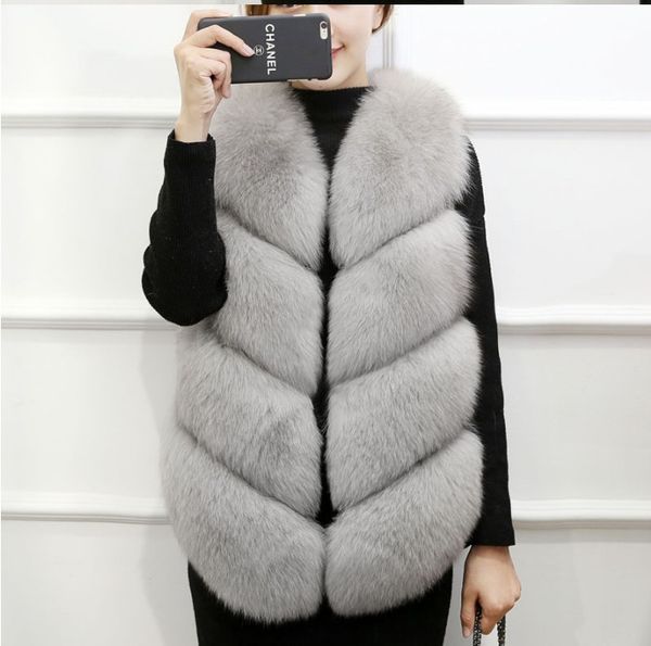 

2019 vetement winter women's faux fur coat patchwork furry vest plus size coat lolita slim wild vest furry vests aw195, Black