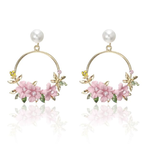 

корейских ювелирных изделия циркон pearl сердце кристалл цветы керамика pearl серьга для женщин заявления уха оптовой продажи ювелирных изде, Golden;silver