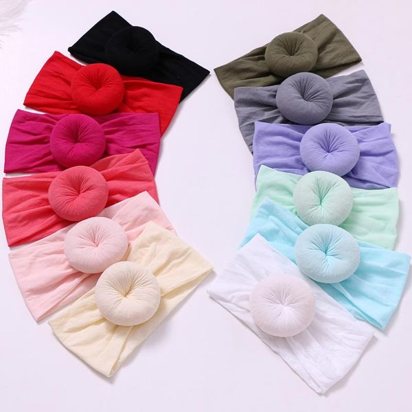 

50pcs girls round cloth headbands,cotton hair accessories for kids ,girls cute turban hairband soft head wrap 27 colors, Slivery;white