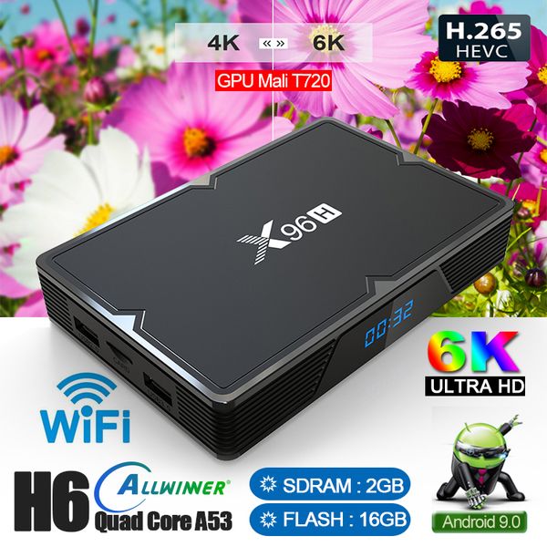 

android tv box x96h android 9.0 h603 quad-core tv box 2/4+16/32/64gb support smart tv voice remote bluetooth 4.1