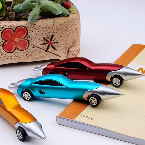 

1pcs funny novelty racing car design ball pens portable creative ballpoint pen quality for child kids toy office school supplies, Blue;orange