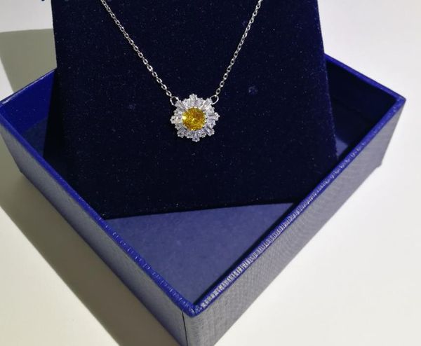 

sunflower necklace 925 sterling silver discount brand shiny box design pendant necklace for women girl