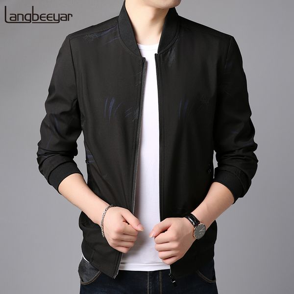 

2019 new fashion windbreaker jackets men autumn winter floral street style trend overcoat slim fit casual coat mens clothing, Black;brown