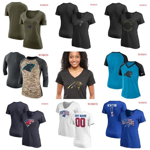 

2019 women carolina style panther salute to service legend scoop neck camo charcoal three-quarter raglan t-shirt, Blue;black