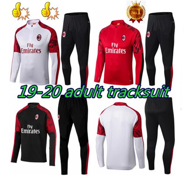 

2019 2020 ac milan tracksuit survetement jacket set 19 20 training suit calhanoglu long sleeve soccer jacket sportswear tracksuit, Black