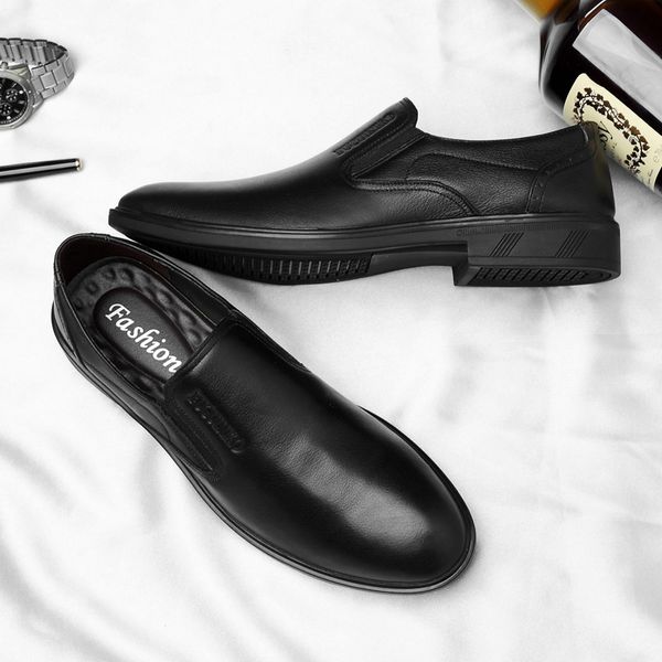 

brand men leather shoes luxury casual shoes men loafers moccasins sneakers breathable slip on driving *9830, Black