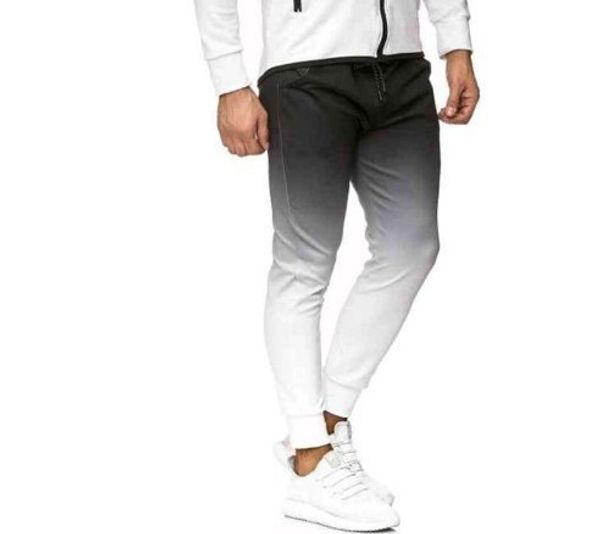 

2020 men casual gymnastic pants western style gradient fitness pants men's long johns k926-p36, White;black