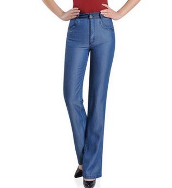 

new fashion summer spring autumn tencel jeans women casual pants female plus size high waist trousers straight pants xfe0901, Blue
