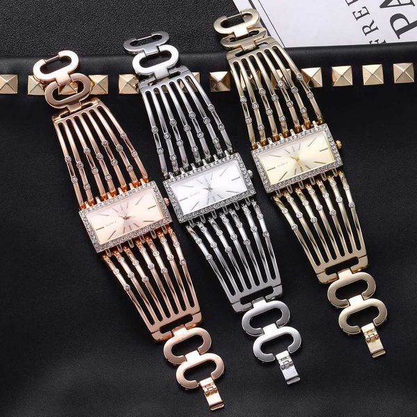 

fashion women crystal rhinestone square watches luxury ladies stainless steel quartz diamond watch clock dropshipping, Slivery;brown