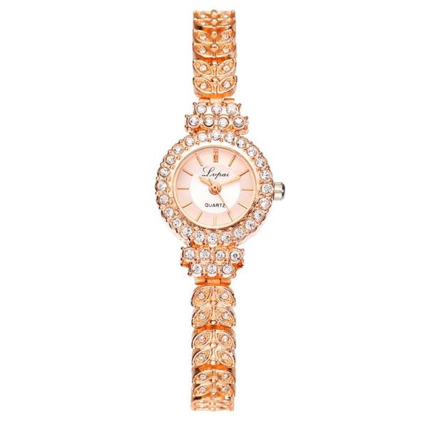 

fashion women dress watches luxury crystal bracelet quartz wristwatch rose gold casual watch clock, Slivery;brown