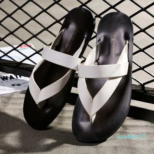 

men slippers new arrival 2019 flip flops summer men shoes 3 colors beach slippers fashion casual slides sandals l15, Black