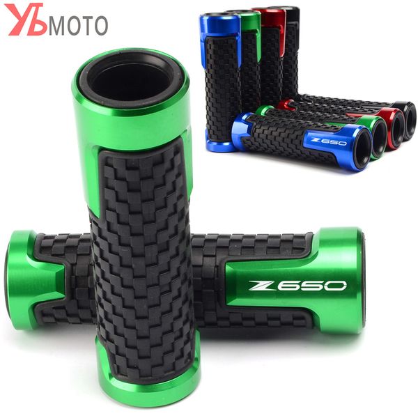 

with laser logo [z650] aluminum motorcycle green handle grip handlebar grips for z 650 z650 2017 flash deals ornamental