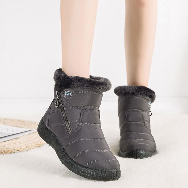 

2019 women boots waterproof snow boots female plush winter women warm ankle botas mujer shoes woman plus size 43, Black