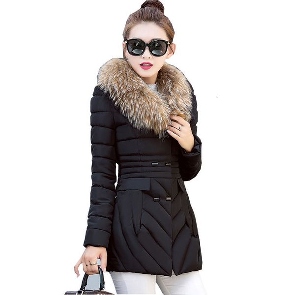 

ukraine removable fur crust down cats jas winter women jas parka thick slim women's overwear w44, Black