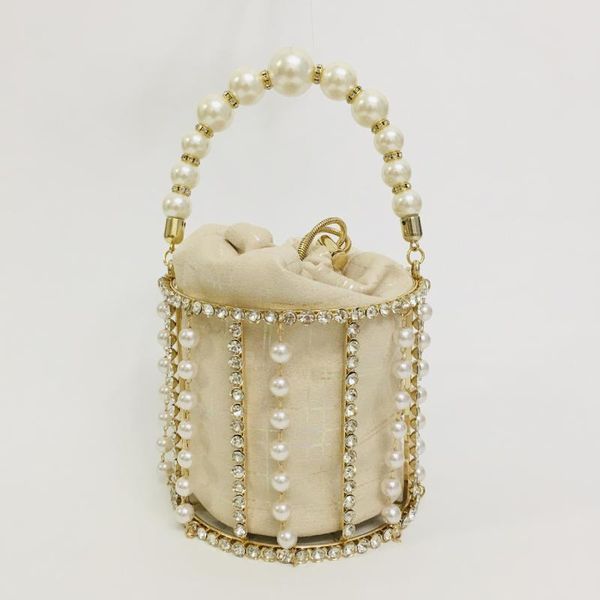 

high grade mini bucket handbag for women 2020 new beaded rhinestone lady trendy celebrity ins mini bag tote bag messenger