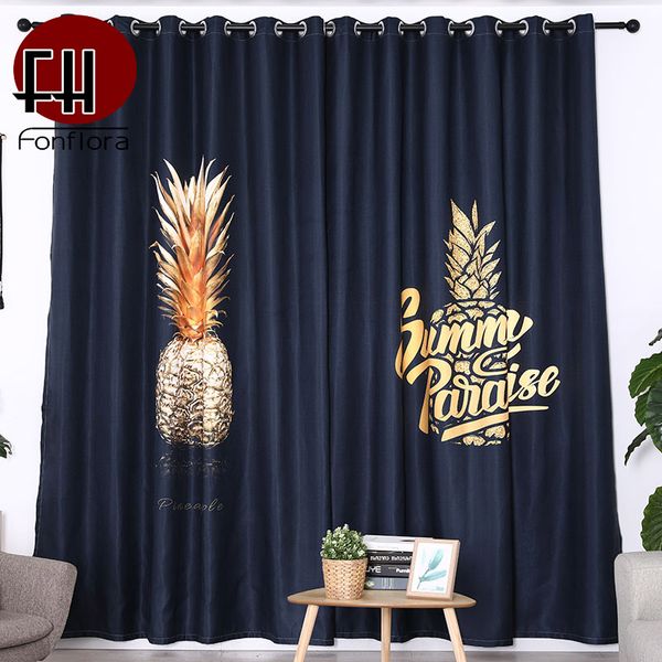 

golden pineapple blackout curtains for living room 3d curtain pattern for children's bedroom blackout window treatments drapes