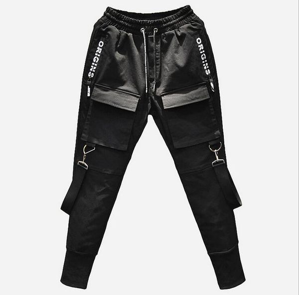 

new 2019 men's clothing fashion hair stylist street evening show elastic harem pants costumes, Black