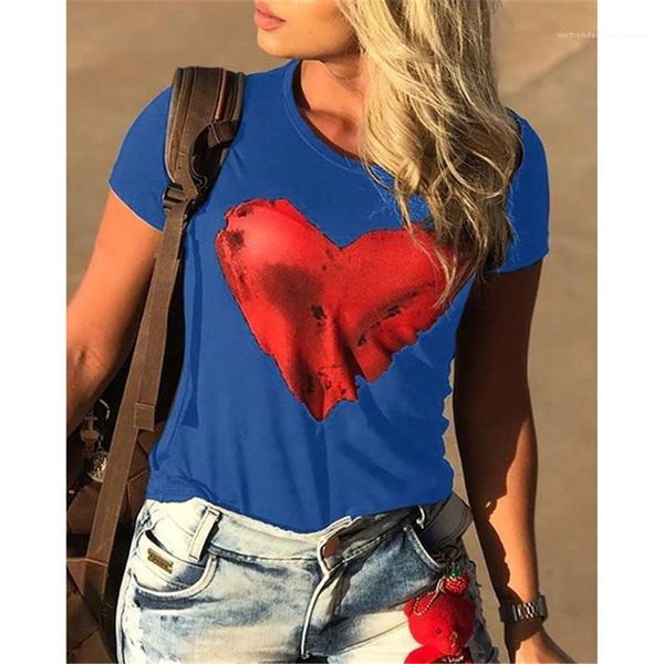 

tshirts big love print crew neck fashion womens designer tees casual females clothing summer womens designer, White