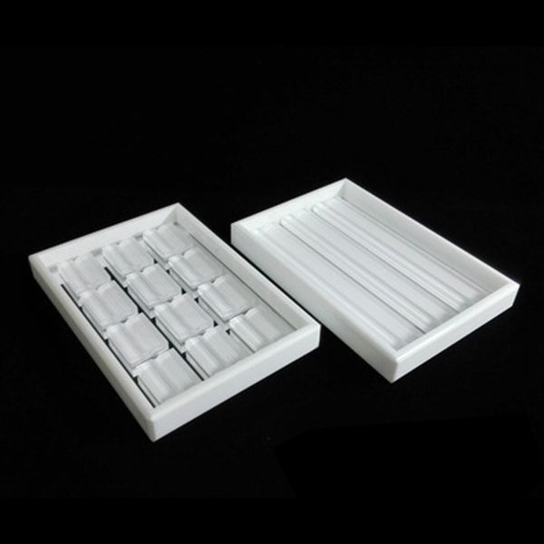 

jewelry pouches, bags elegant white acrylic gemstone diamond display showcase v groove stone organizer holder gem beads storage case, Pink;blue