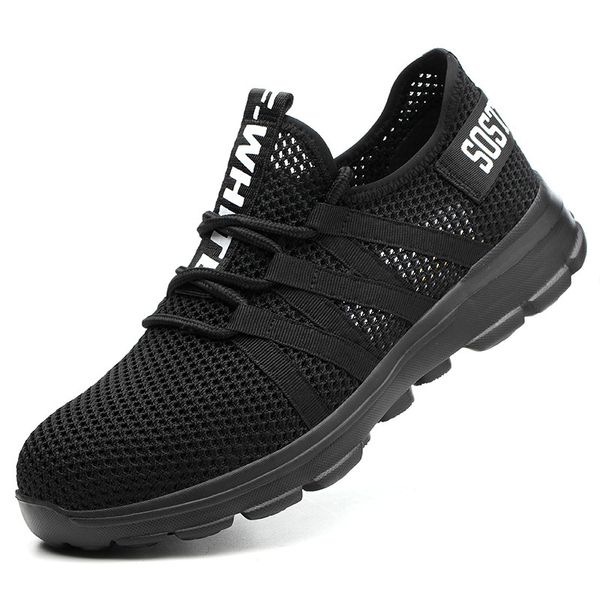 

new arrival mens casual plus size steel toe covers working safety shoes summer outdoors worker shoe platform security boots man, Black