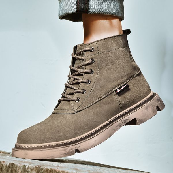 

spring 2020 safety working men shoes black genuine leather mens motorcycle boots rubber sole casual boots man brand cowboy
